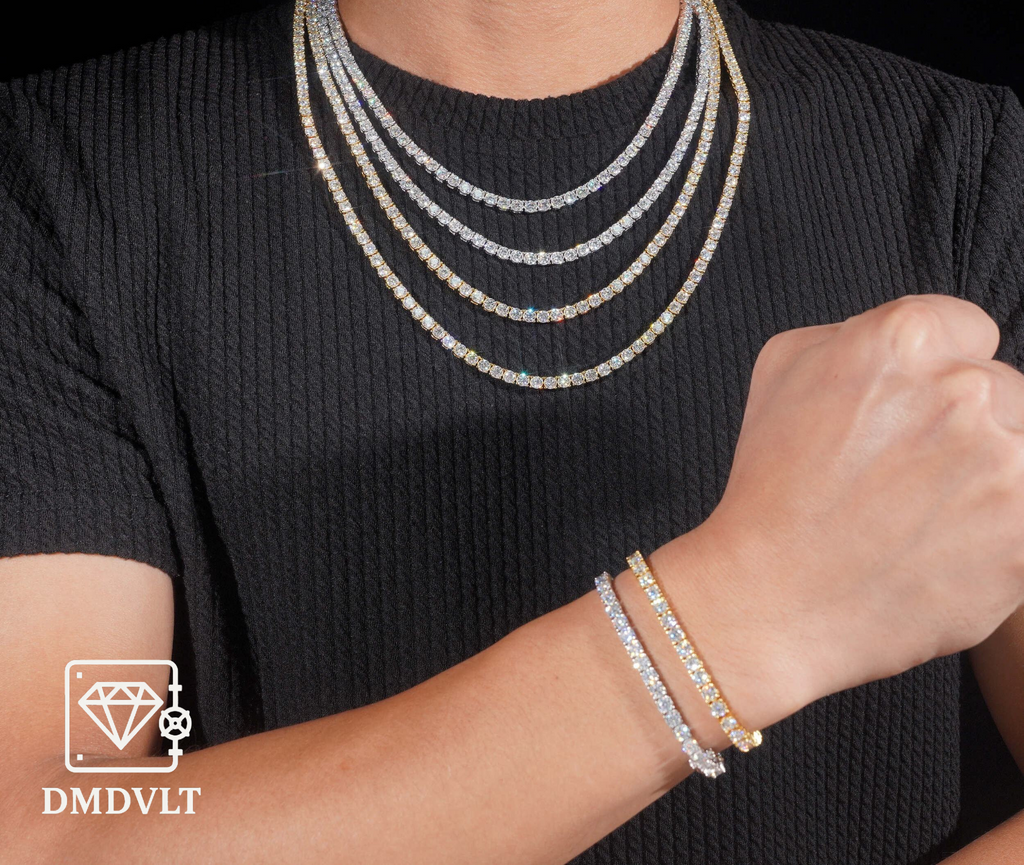 4mm VVS Lab Stone Tennis Bracelet and Chain (6"- 24")