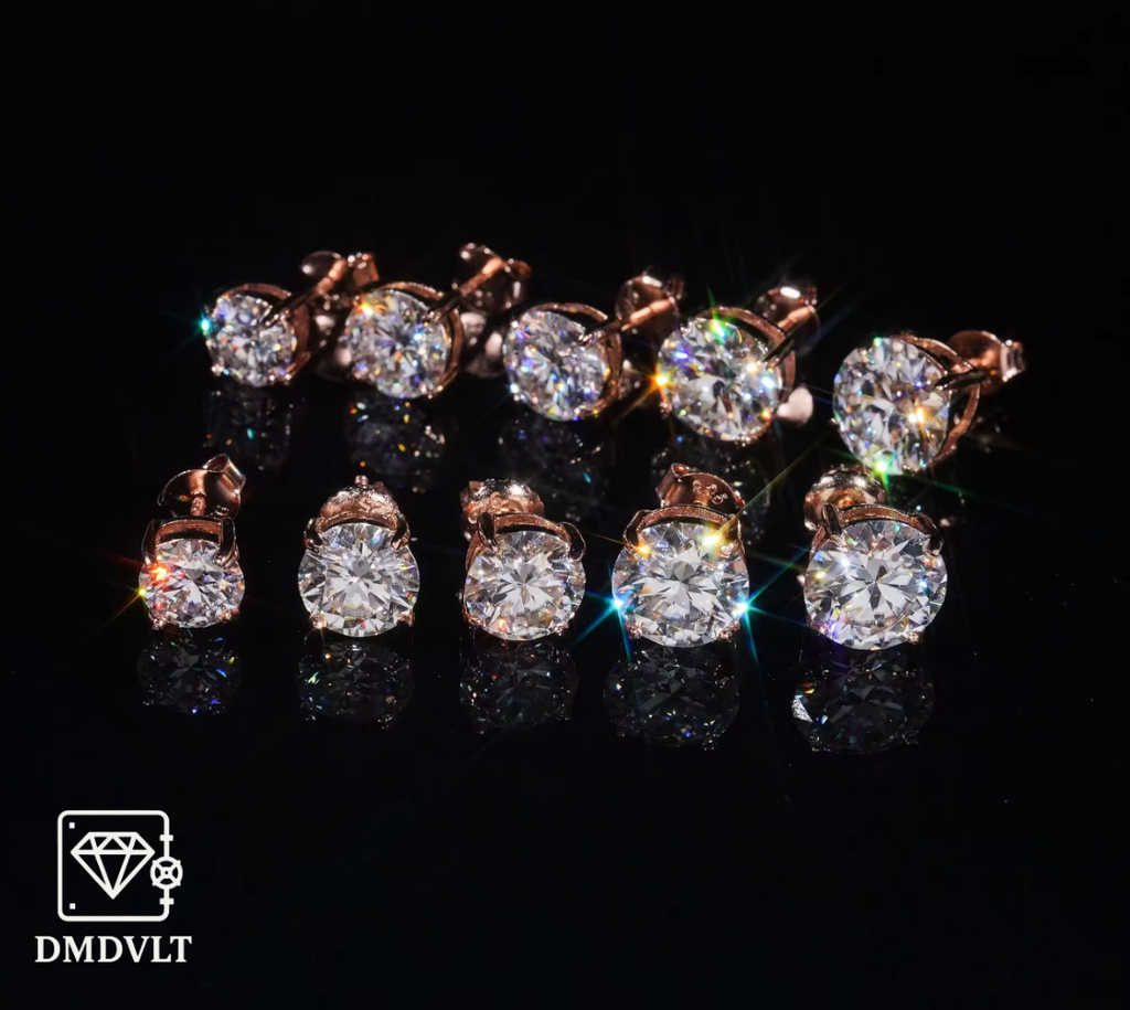 Lab stone 4 prong Stud Earrings – 925 Silver | Screw-Back