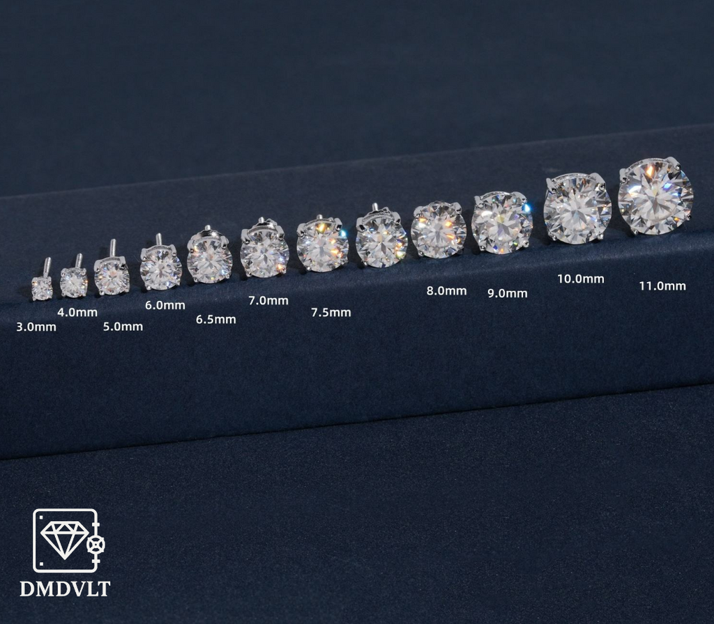 Lab stone 4 prong Stud Earrings – 925 Silver | Screw-Back