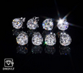 Lab stone 4 prong Stud Earrings – 925 Silver | Screw-Back